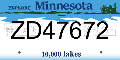 ZD47672 Minnesota License Plate