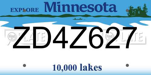 ZD4Z627 Minnesota License Plate