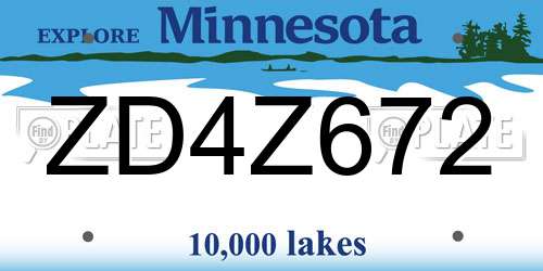 ZD4Z672 Minnesota License Plate