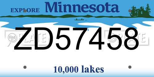 ZD57458 Minnesota License Plate