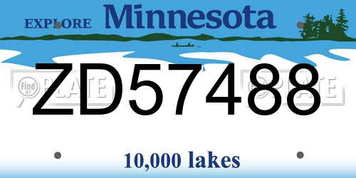 ZD57488 Minnesota License Plate
