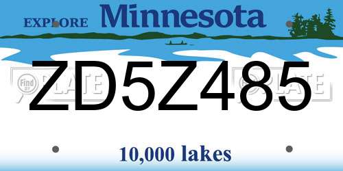 ZD5Z485 Minnesota License Plate