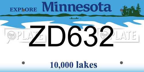 ZD632 Minnesota License Plate