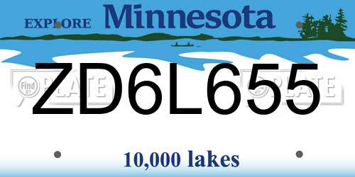 ZD6L655 Minnesota License Plate