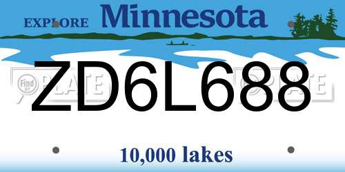 ZD6L688 Minnesota License Plate