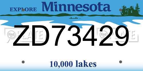 ZD73429 Minnesota License Plate