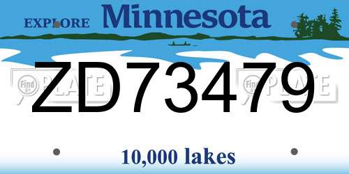 ZD73479 Minnesota License Plate