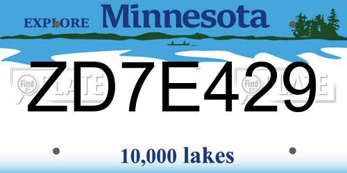 ZD7E429 Minnesota License Plate
