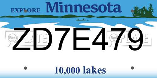 ZD7E479 Minnesota License Plate