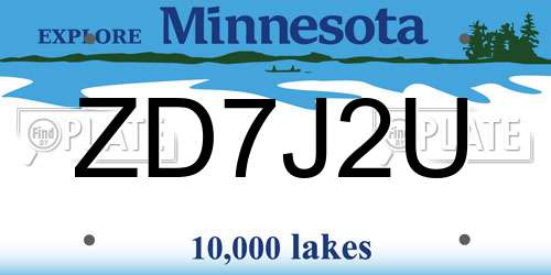 ZD7J2U Minnesota License Plate