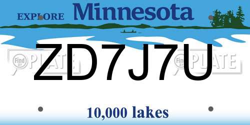 ZD7J7U Minnesota License Plate