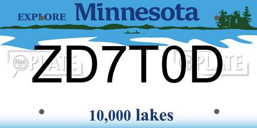 ZD7T0D Minnesota License Plate