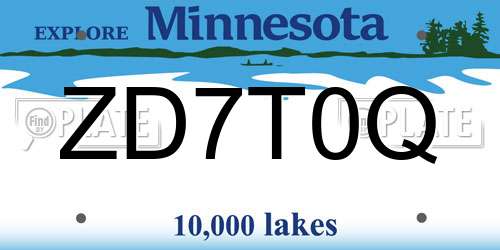 ZD7T0Q Minnesota License Plate