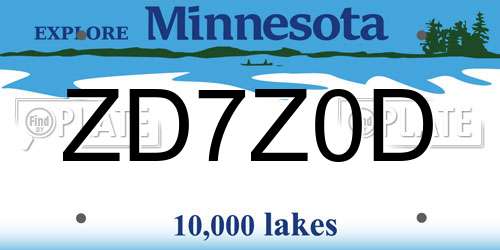 ZD7Z0D Minnesota License Plate