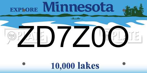 ZD7Z0O Minnesota License Plate