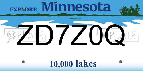 ZD7Z0Q Minnesota License Plate