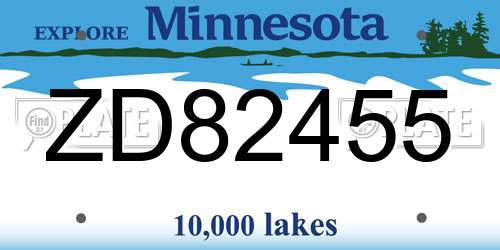 ZD82455 Minnesota License Plate