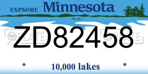 ZD82458 Minnesota License Plate