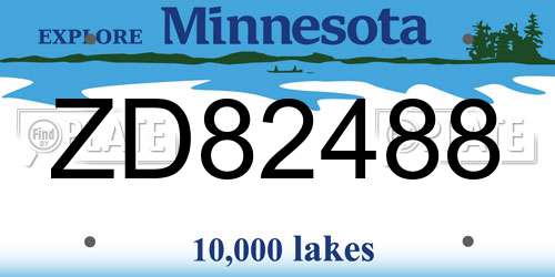 ZD82488 Minnesota License Plate