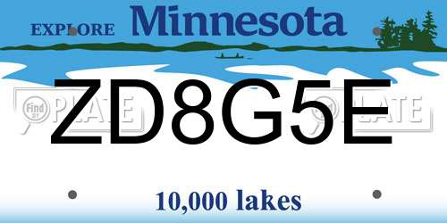 ZD8G5E Minnesota License Plate