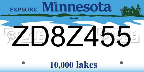 ZD8Z455 Minnesota License Plate