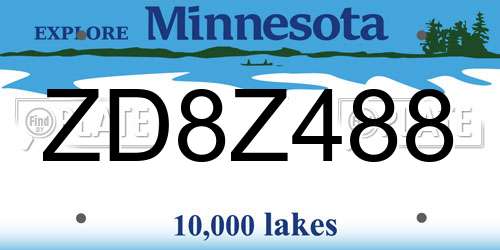 ZD8Z488 Minnesota License Plate