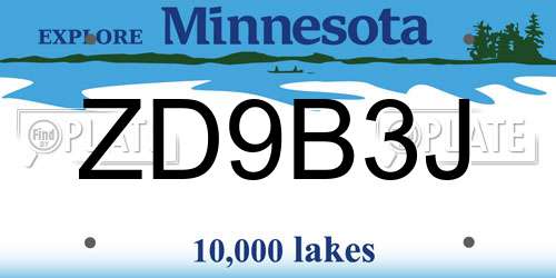 ZD9B3J Minnesota License Plate