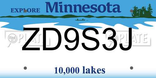 ZD9S3J Minnesota License Plate