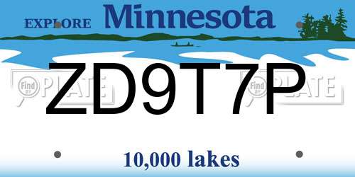 ZD9T7P Minnesota License Plate