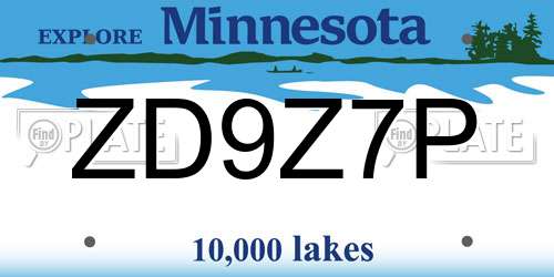 ZD9Z7P Minnesota License Plate