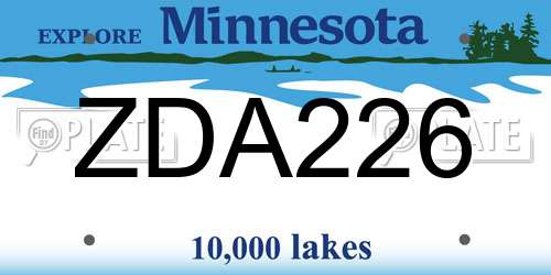 ZDA226 Minnesota License Plate