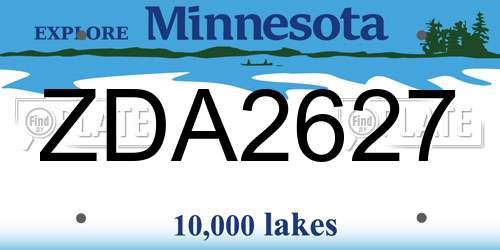 ZDA2627 Minnesota License Plate