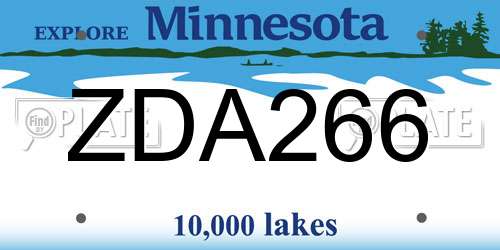 ZDA266 Minnesota License Plate