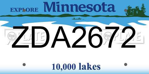 ZDA2672 Minnesota License Plate