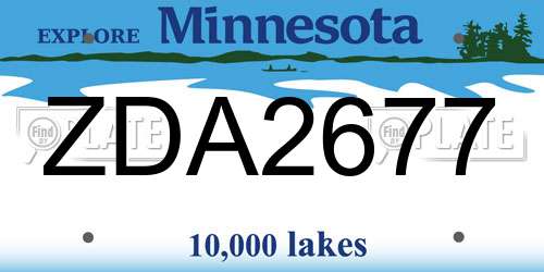 ZDA2677 Minnesota License Plate