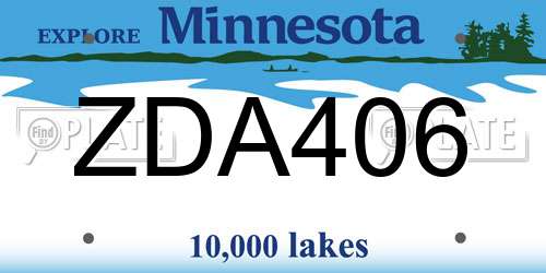 ZDA406 Minnesota License Plate