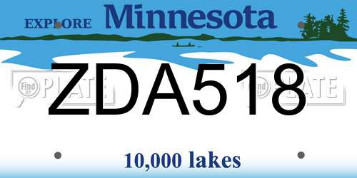 ZDA518 Minnesota License Plate