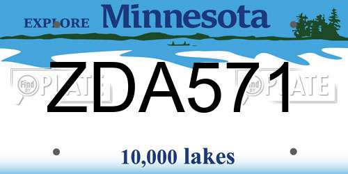 ZDA571 Minnesota License Plate