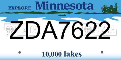 ZDA7622 Minnesota License Plate