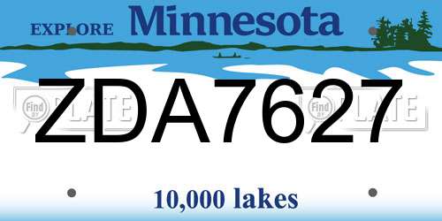 ZDA7627 Minnesota License Plate