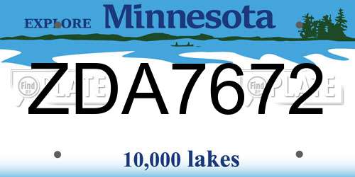 ZDA7672 Minnesota License Plate