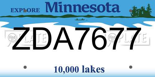 ZDA7677 Minnesota License Plate