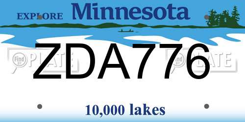 ZDA776 Minnesota License Plate