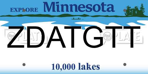 ZDATGTT Minnesota License Plate