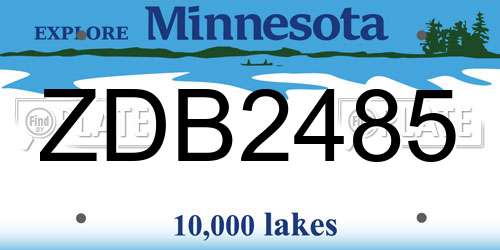 ZDB2485 Minnesota License Plate
