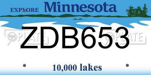 ZDB653 Minnesota License Plate