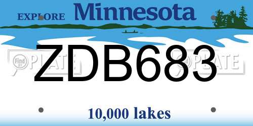 ZDB683 Minnesota License Plate