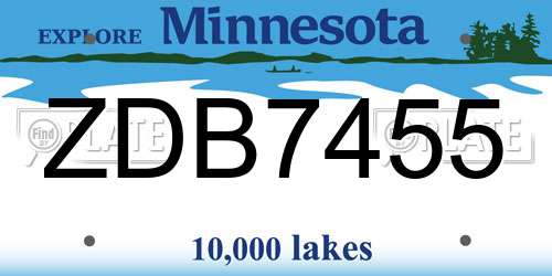ZDB7455 Minnesota License Plate