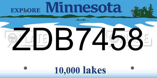 ZDB7458 Minnesota License Plate