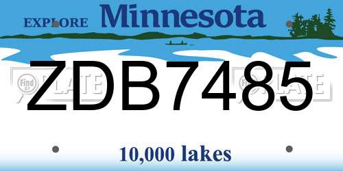 ZDB7485 Minnesota License Plate
